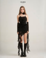 Load image into Gallery viewer, Noir Asymmetrical Ruffle Dress

