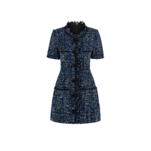 Tải hình ảnh vào trình xem Thư viện, Indigo Round Tweed Dress
