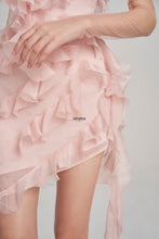 Load image into Gallery viewer, Noir Pink Asymmetrical Ruffle Dress
