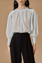 Load image into Gallery viewer, Pleated Chiffon shirt (Aqua)
