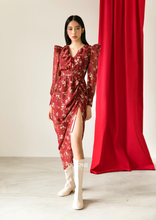 Load image into Gallery viewer, Lucky Ruffle Slit Dress (Red)

