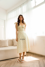 Load image into Gallery viewer, Romance Leaves (Floral self-tie shoulder strap Midi Dress)
