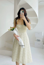 Load image into Gallery viewer, Romance Leaves (Floral self-tie shoulder strap Midi Dress)
